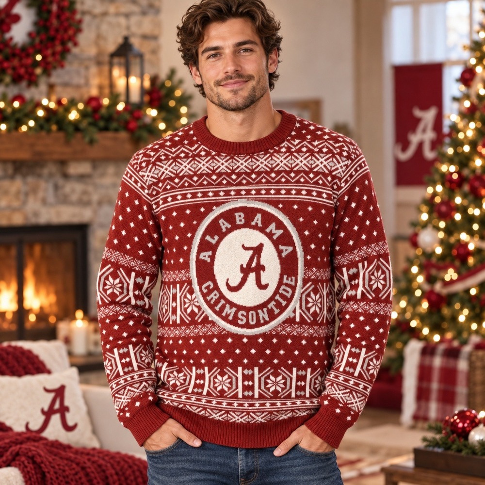 Campus Specialties Alabama Crimson Tide Fair Isle Sweater Men's XL Red Christmas